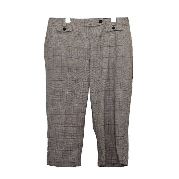 Vintage Talbot's Capri Pants Size 8 Red Gray Plaid Side Pockets Belt Loops Zip - Picture 1 of 6